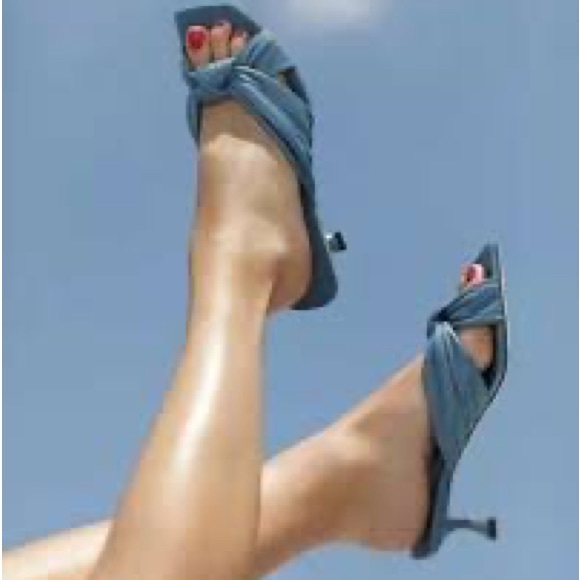 Jimmy Choo Shoes - Jimmy Choo Avenue 50 Leather Slide Sandal in Butterfly Blue